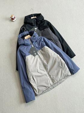 D110938拼色款男女同款下摆处抽绳设计保暖防寒棉服