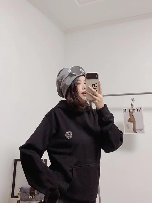 D110931秋冬连帽金属马蹄扣加绒卫衣男女同款 商品图0