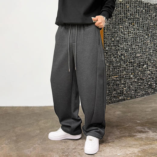 徐太浪【保暖混纺 抽绳系腰】休闲裤男2025新款宽松直筒大码裤子 商品图1