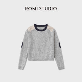 ROMI STUDIO“自在松弛 ”粗针羊毛圆领撞色休闲套头毛衣RWCASZ5668