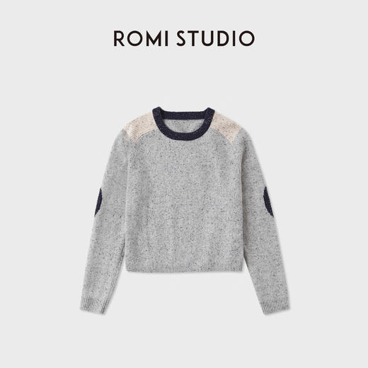 ROMI STUDIO“自在松弛 ”粗针羊毛圆领撞色休闲套头毛衣RWCASZ5668 商品图0