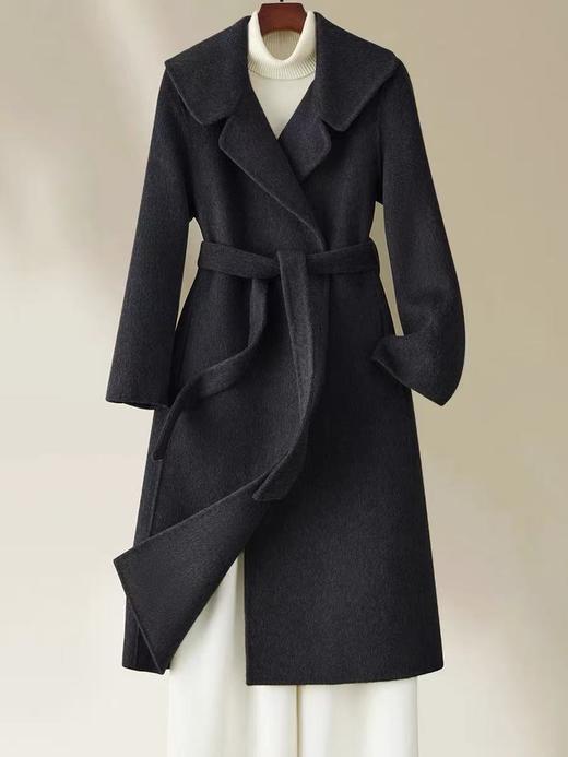【轻奢双面尼】2504 100%高支羊毛翻领长款双面尼大衣-喜出 商品图2