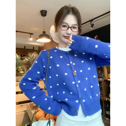 <曾小咸推荐>现货秒杀 ！微信超特价！波点针织开衫 日常189.99 立减100 秒杀89.99！！ 商品图4