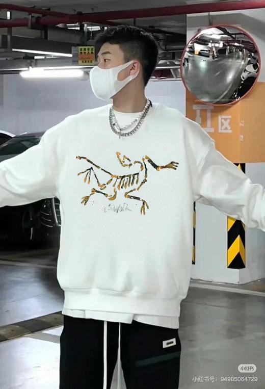 D110933联名款冬季新款男子针织加绒套头衫圆领卫衣 商品图5