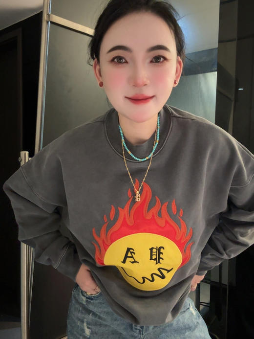 PA＆LM AN＆GELS＆SS21 Bur＆ning Head 落肩卫衣（蕾姐上身S） 商品图7