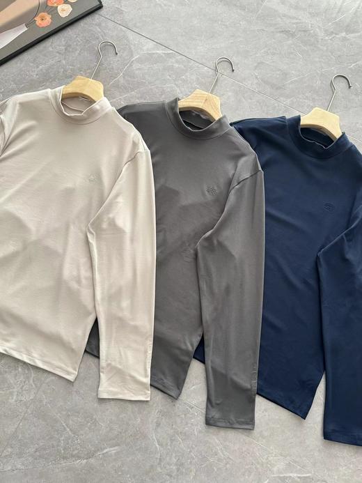 D110913户外休闲衣男士速干运动微拉绒半高领长袖T恤 商品图1