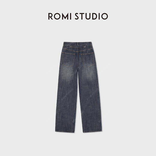 ROMI STUDIO“美式高街”高支长绒棉梭织高腰直筒牛仔裤 RWCAX86976 商品图1