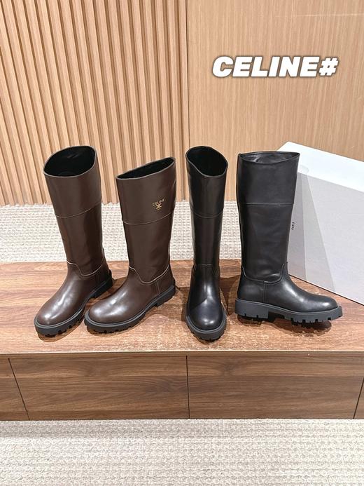 赛琳 2025秋冬款BUMARGARET高筒靴系列长/短靴系列拼色一脚蹬牛皮马丁靴（DBG） 商品图3