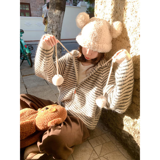 <曾小咸推荐> 2.5 现货秒杀 ！微信超特价！条纹连帽毛衣外套 日常209.99 立减120 秒杀89.99！！ 商品图3