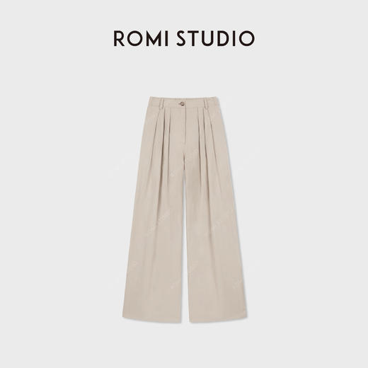 ROMI STUDIO“羊毛麻裤”立体A摆倒褶松紧腰廓形阔腿裤 RWCWXG6745 商品图1
