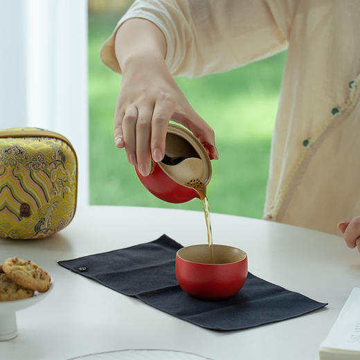 【预售7天】万仟堂功夫茶具快客杯一壶一杯单人便携式旅行茶具套装 高档茶叶罐陶瓷密封便携 事事如意 瓷器商品不支持七天无理由 商品图2