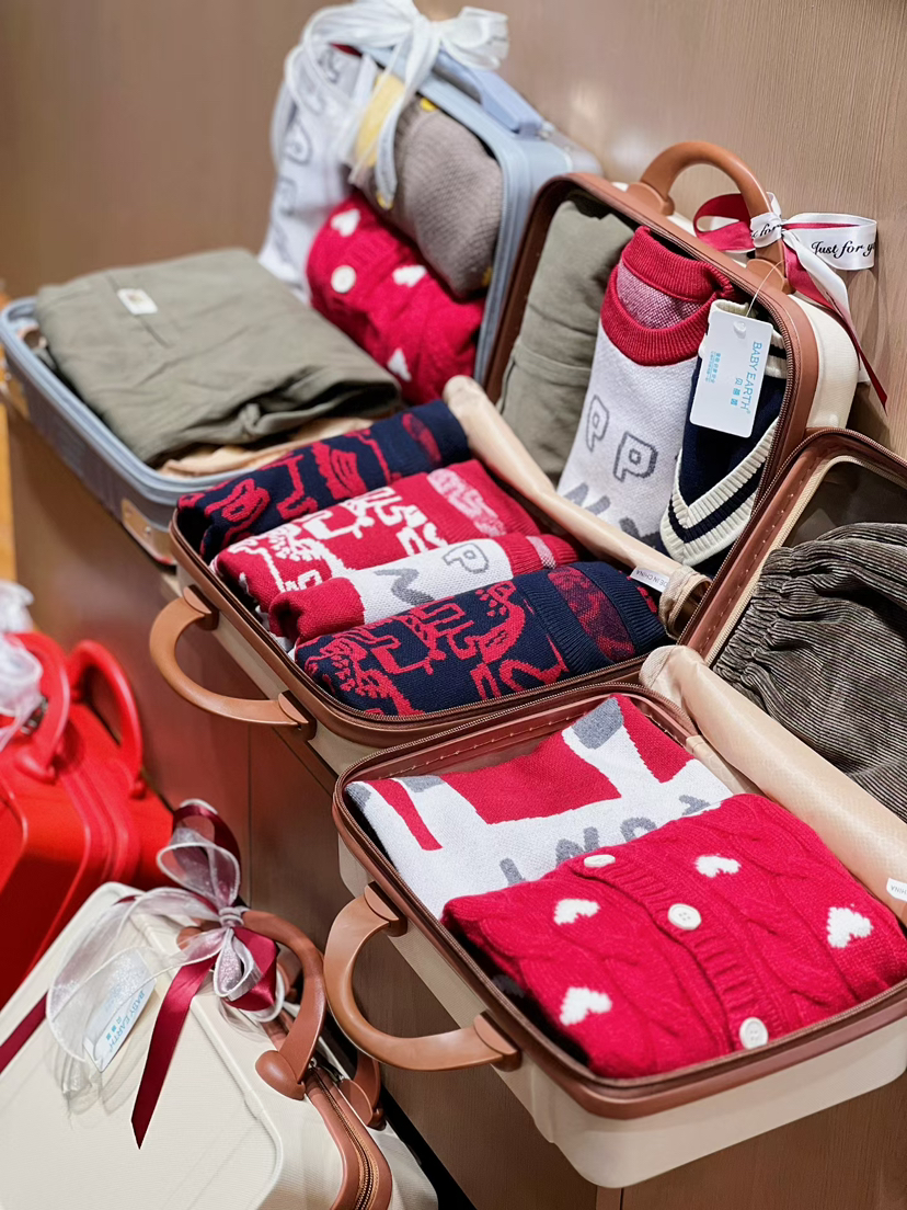 贝蓓茵儿童毛衣冬季男童保暖针织衫女童红色套头衫a类大童加厚毛衫冬