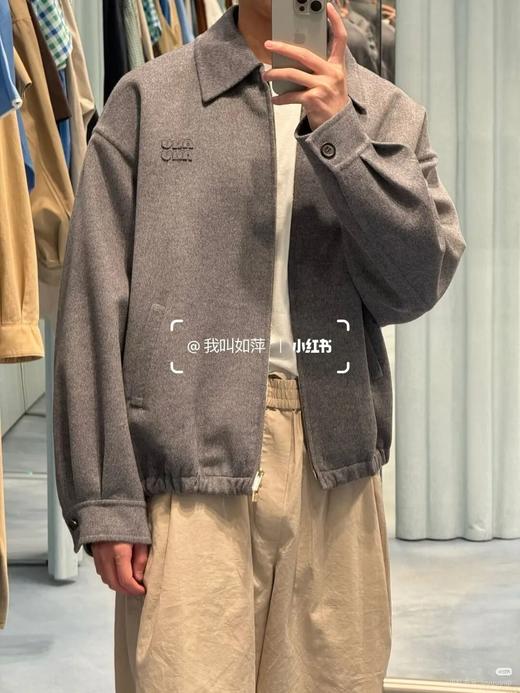 MIUMIU新款刺绣羊毛双面尼拉链衫外套翻领夹克 商品图0