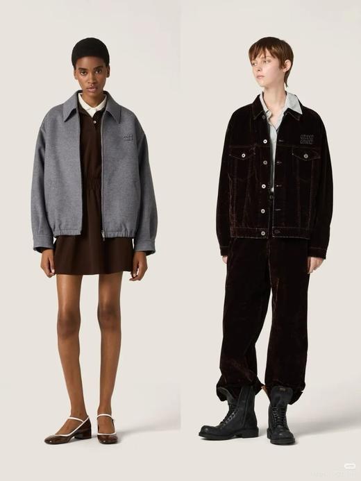 MIUMIU新款刺绣羊毛双面尼拉链衫外套翻领夹克 商品图3