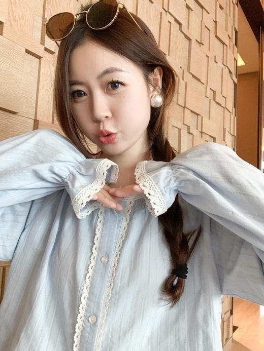 <曾小咸推荐>现货秒杀 ！微信超特价！蕾丝花边拼接衬衫日常169.99 立减90 秒杀79.99！！ 商品图5