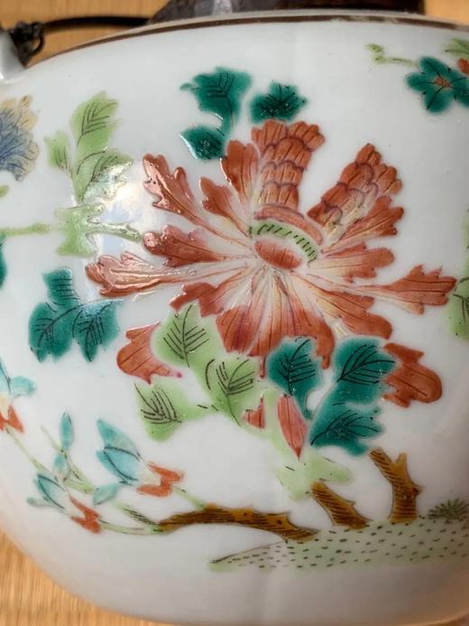 粉彩绘花果纹烧蓝银把茶壶，顺丰包邮 商品图5