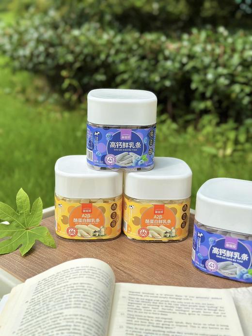 🥛烤着吃的牛奶【童谣说·鲜乳条】 奶香浓郁，酥脆口感，全家都爱的健康担当 🌟2种口味：A2β-酪蛋白鲜乳条＋高钙蓝莓鲜乳条 含量是普通牛奶的6倍左右 商品图1