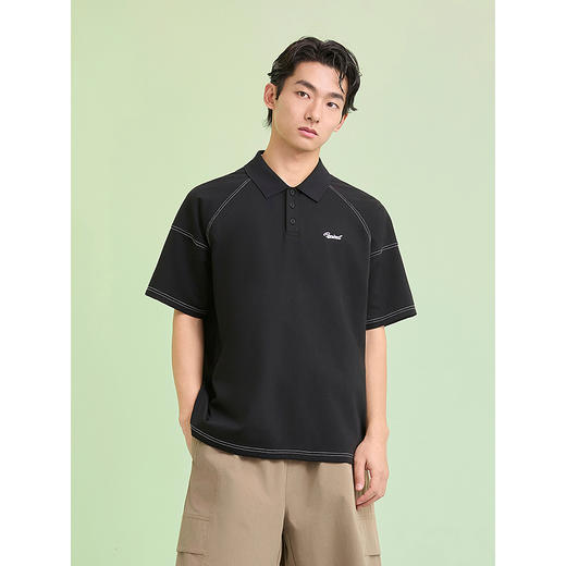 GXG男装 明线设计翻领POLO衫通勤休闲短袖上衣 2025夏季新品 商品图3
