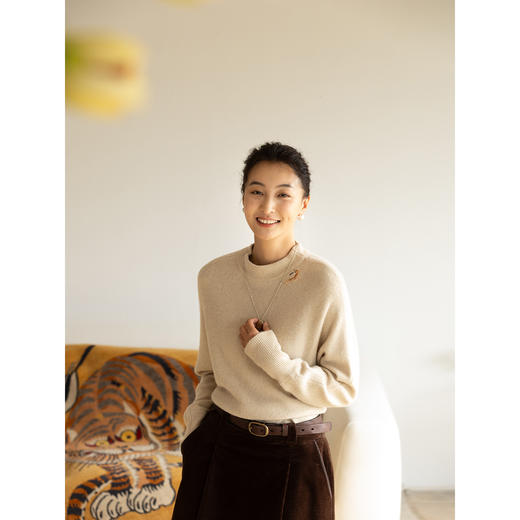 牧衣游原创 进口UPW牦牛绒毛织混纺套头衫手工刺绣软糯轻盈 元森 商品图2