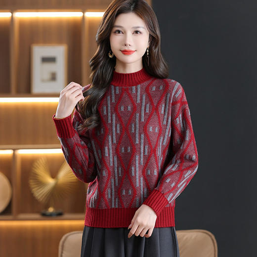 FCY 68265针织衫提花毛衣慵懒风厚上衣 商品图0