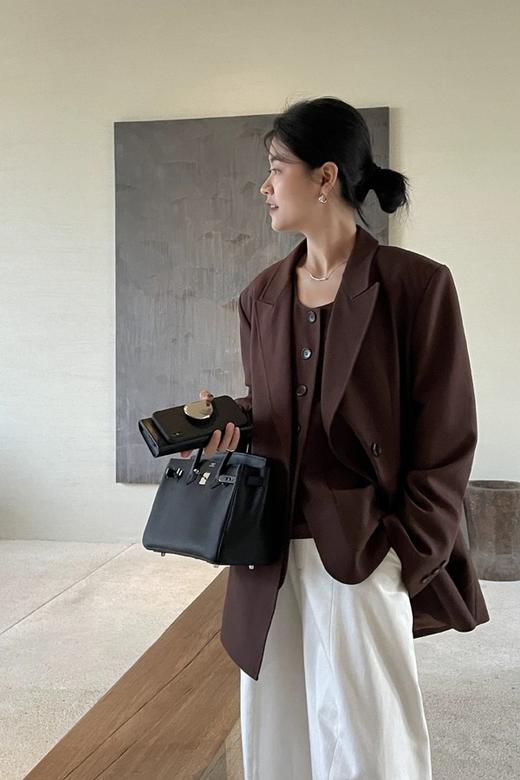 ESTELLICA 复古港风咖色休闲翻领西装外套 20699 商品图0