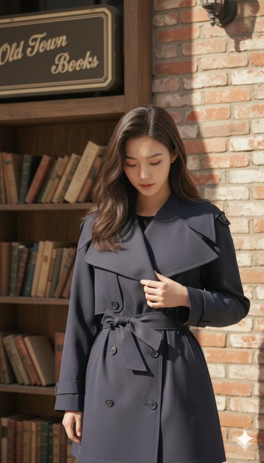 大翻驳领短款双排扣风衣外套 商品图2