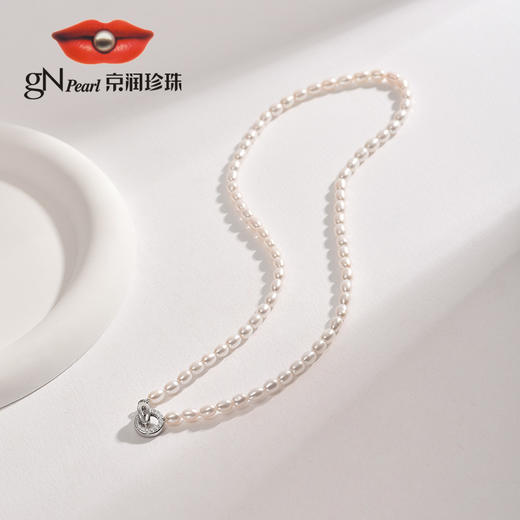 京润珍珠 长烟淡水珍珠项链4-5mmbaby小米珠项链百搭锁骨链 商品图2