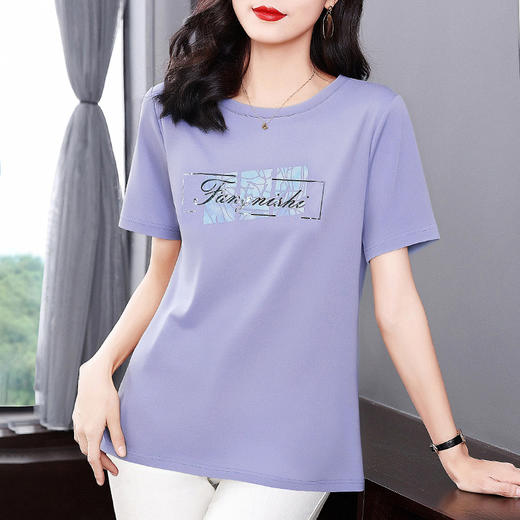 冰丝短袖t恤女2025年新款夏季大码女装宽松显瘦上衣胖mm遮肚半袖 商品图2