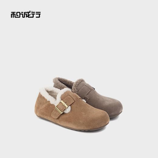 和诚行2025秋冬新款复古加绒保暖百搭休闲毛毛鞋女式勃肯休闲2150001 商品图4