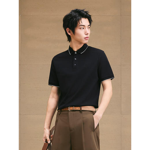 【凉感】GXG男装 后背花卉刺绣polo衫短袖商务休闲上衣 25夏新品 商品图2