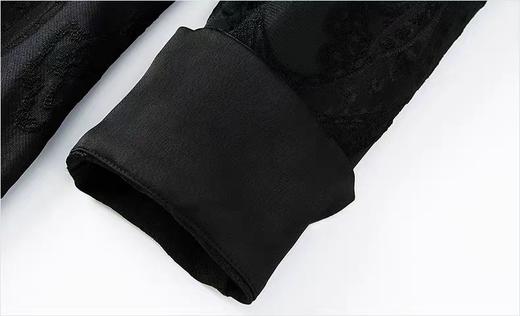 「断码清仓」黑色提花风衣过膝长款收腰外套 L码 ZFYY002 商品图8
