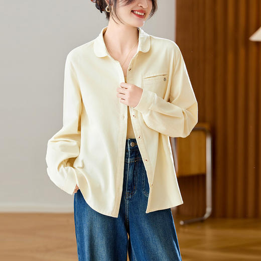 馥迦复古通勤纯棉磨毛衬衫 商品图1