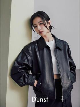 韩国单！Dunst●25秋冬季中性风植鞣羊皮短夹克极简皮衣外套