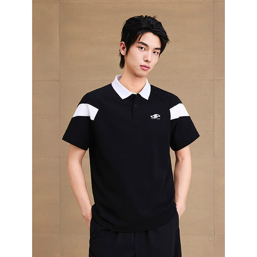 【凉感】GXG男装 肩部拼接撞色休闲polo衫短袖翻领上衣 25夏热卖 商品图2