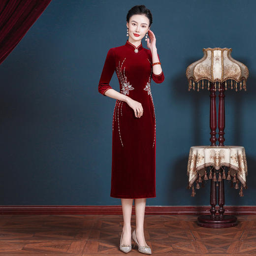 GY 3407旗袍新中式国风大码妈妈气质礼服 商品图2