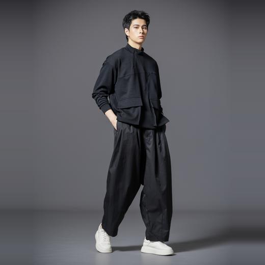 PINLI品立2025秋季新款宽松立领套头纯色卫衣可收缩下摆上衣男潮B253109097 商品图4