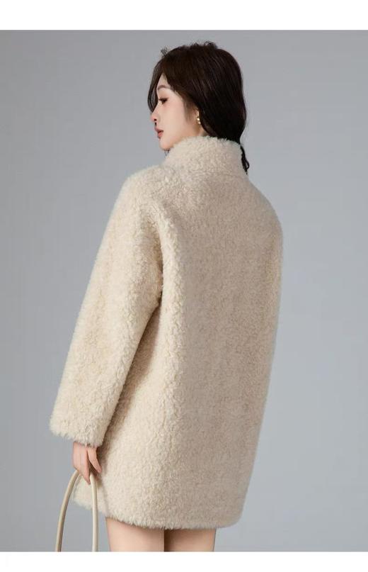 百家好品牌【100%绵羊毛】CF32韩版减龄小香风双排扣中长外套-喜出 商品图3