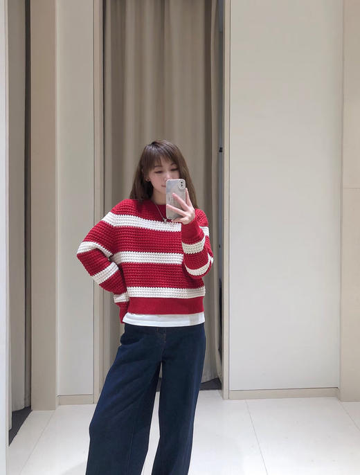 【高品质私服】【IC棉羊绒条纹套头针织衫】利落线条勾勒慵懒随性的廓形，自带复古法式风情G1268-CC【无标出货 介意慎拍】 商品图4