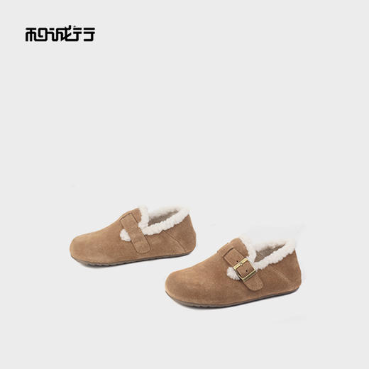 和诚行2025秋冬新款复古加绒保暖百搭休闲毛毛鞋女式勃肯休闲2150001 商品图3
