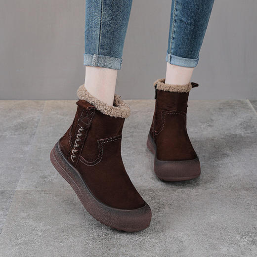 YR 2917加绒加厚雪地靴厚底保暖短靴平底防滑棉鞋 商品图3