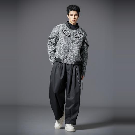 PINLI品立2025冬季新款男士棒球领贴布烫钻棉衣棉服夹克外套潮牌B253105016 商品图4