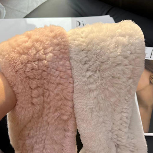 丁摩 进口真獭兔毛皮草围巾韩版简约编制毛毛围脖保暖双面加厚毛领5ZF-1919 商品图1