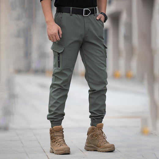 【新品】昂垦加绒束脚裤男款秋冬户外休闲裤机能迷彩工装裤登山宽松冲锋裤 商品图0