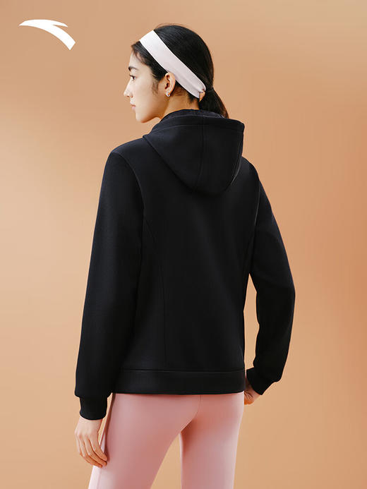 安踏易打理外套丨冬季保暖开衫修身训练连帽运动上衣女162547711N 商品图3