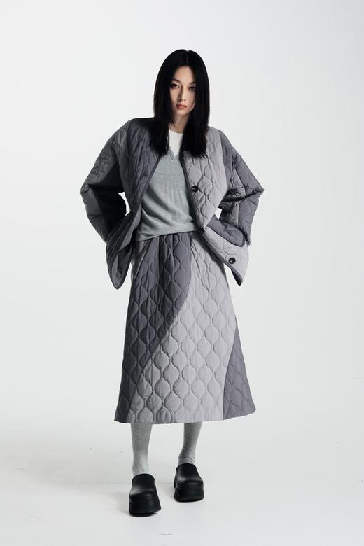 SIA SAYLOR 个性时尚菱形格拼色夹棉棉衣外套 21121 商品图3