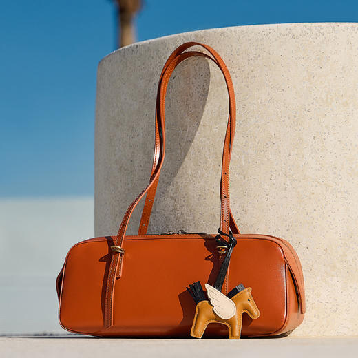 真皮腋下包复古保龄球包，百搭包包小众植鞣头层牛皮包手提包女包QSL-3186 商品图3