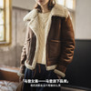 马登立翻领麂皮仿羊羔毛加厚飞行员短款棉服衣袄夹克外套女士秋冬 商品缩略图4