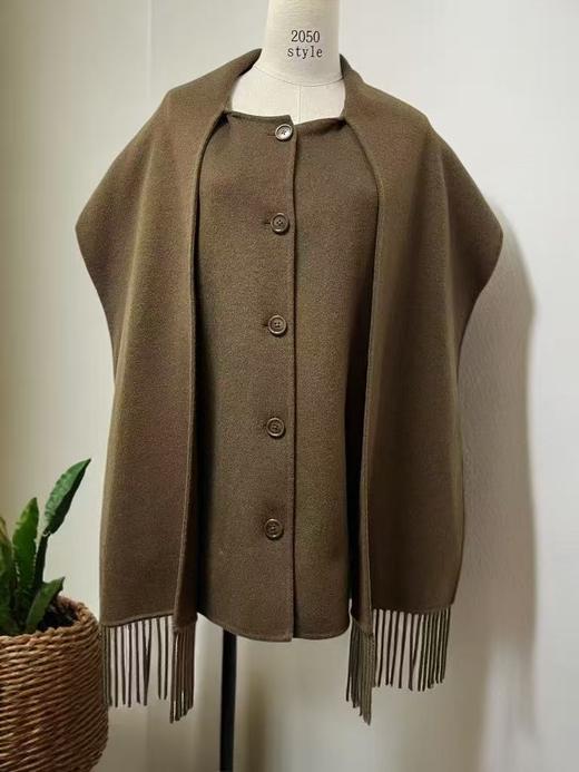 【轻奢双面尼】2527（100%羊毛）连体围巾短款双面尼大衣外套-喜出 商品图2