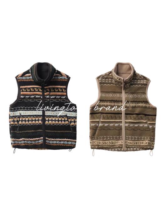 LIVINGTOWN/LT定制复古花纹摇粒绒马甲 商品图2