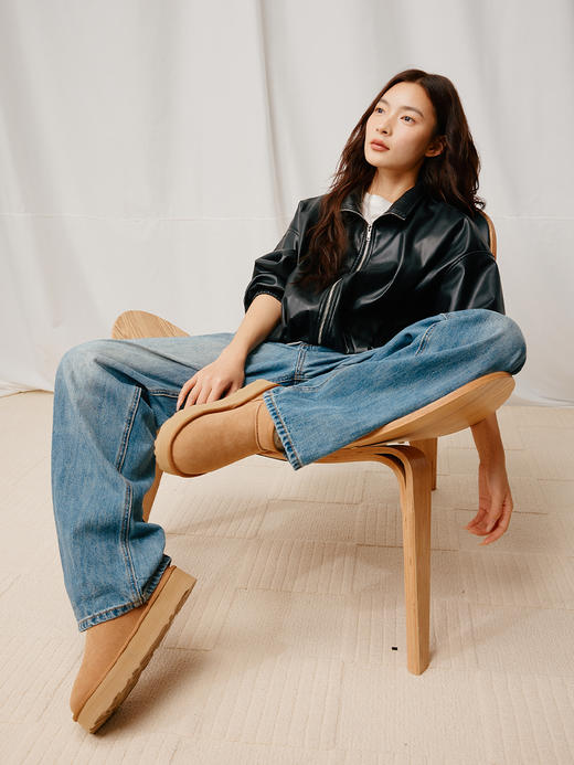 【梅花出品】帕奢利休闲经典羊毛皮一体雪地靴厚底HZ009HDP 商品图1